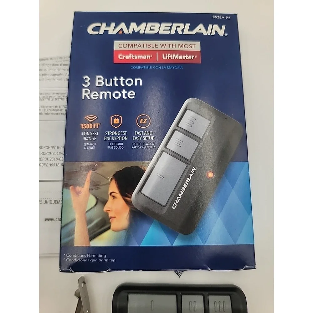 Chamberlain 953EV-P2 3 Button Garage Door Remote Compatible LiftMaster Craftsman
